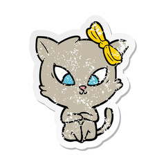 Fototapeta na wymiar distressed sticker of a cartoon cat