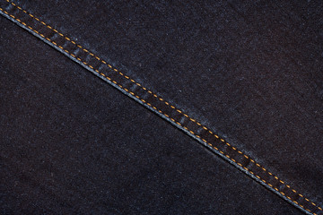 Denim Texture.Abstract Blue Jeans Background With Double Thread's Seam
