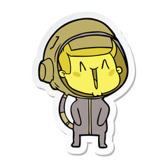 sticker of a happy cartoon astronaut