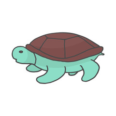 Hand Drawn turtle color doodle. Sketch style icon. Decoration element. Isolated on white background. Flat design. Vector illustration.