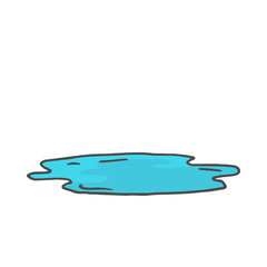 Cartoon color doodle wet puddle. Vector illustration on white background.