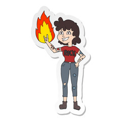 Fototapeta premium sticker of a cartoon rock girl