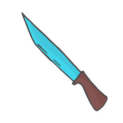 Kitchen knife doodle. Color Vector sketch isolated on white background.