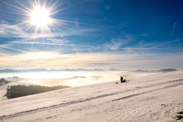 Sunbeam at the mountain