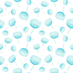 pattern with blue asters