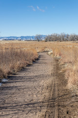 Trail and walking path in the Rocky Mountain Arsenal Wildlife Refuge, Colorado, USA.