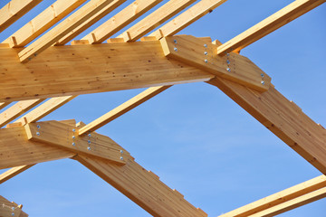 Construction of laminated veneer lumber. Construction of a new building with the reception of new...