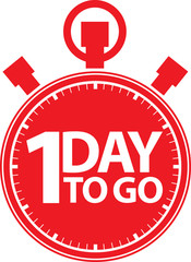 1 day to go stopwatch icon, vector illustration