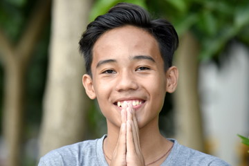 Praying Good Looking Asian Boy