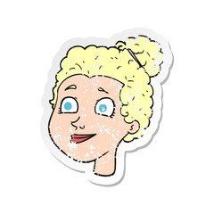 retro distressed sticker of a cartoon female face