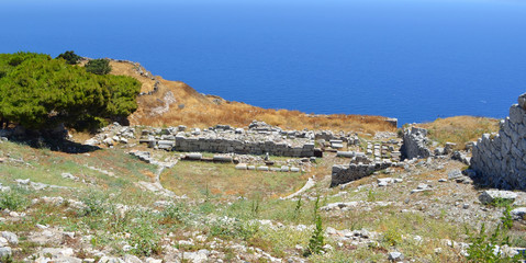 Roman amphitheatre in the  Archeological Site of Ancient Thera 360 metres high on Messavouno...