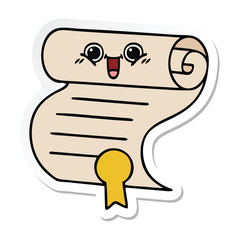sticker of a cute cartoon contract