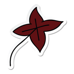 sticker of a cute cartoon autumn leaf