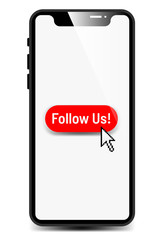 Smartphone icon. Follow us. Social media