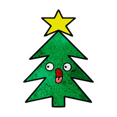 Fototapeta premium retro grunge texture cartoon christmas tree