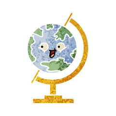 retro illustration style cartoon globe of the world