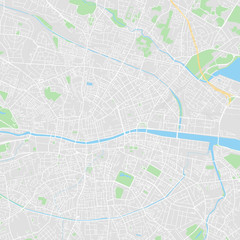 Naklejka premium Mapa wektorowa centrum Dublina, Irlandia