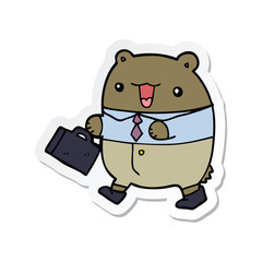 sticker of a cute cartoon business bear
