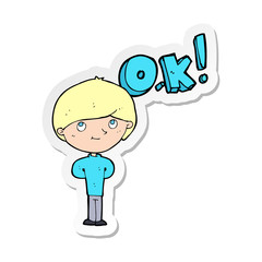 sticker of a cartoon man thinking OK