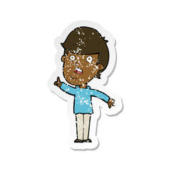 retro distressed sticker of a cartoon man asking question