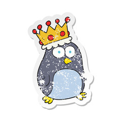 retro distressed sticker of a cartoon emperor penguin