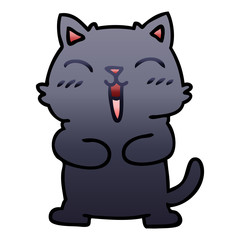 quirky gradient shaded cartoon black cat