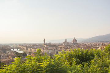 Beautiful view of Santa Maria del Fiore and Giotto's Belltower in Florence, Italy