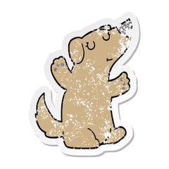 distressed sticker of a cartoon dog