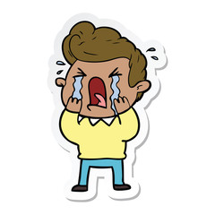 sticker of a cartoon crying man