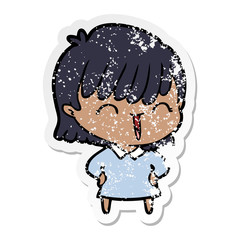 distressed sticker of a cartoon woman