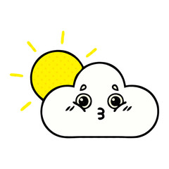 comic book style cartoon sun and cloud