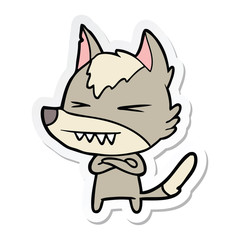 sticker of a angry wolf cartoon