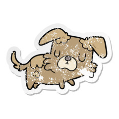 distressed sticker of a cartoon dog
