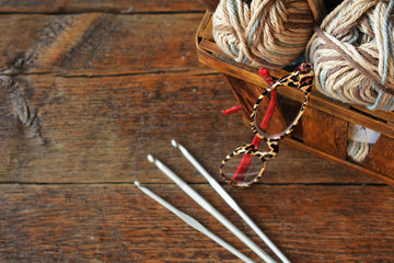 Crochet Yarn and Hooks Close Up