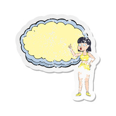 retro distressed sticker of a cartoon gym woman