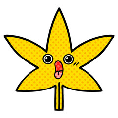 comic book style cartoon autumnal leaf