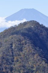 重なる富士山と檜洞丸