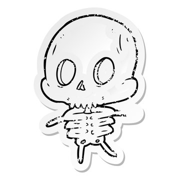 distressed sticker of a cartoon skeleton