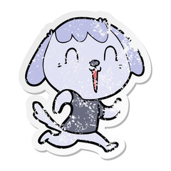 distressed sticker of a cute cartoon dog