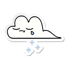 sticker of a cute cartoon snow cloud