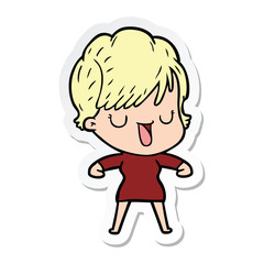 sticker of a cartoon woman talking