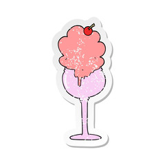 distressed sticker of a cartoon ice cream desert