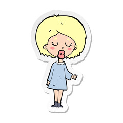 sticker of a cartoon woman explaining her point