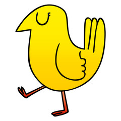 quirky gradient shaded cartoon yellow bird