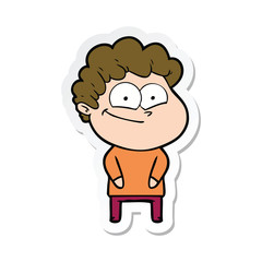 sticker of a cartoon happy man