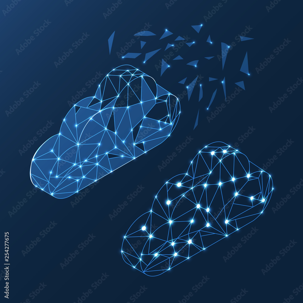Poster cloud computing technology. polygonal technology of the future of modern internet business. cloud in
