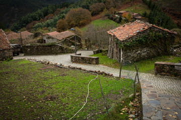 ancient rustic houses in Aigra Velha Schist Village (municipality of Gois), Coimbra, Portugal