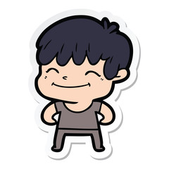 sticker of a cartoon happy boy