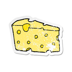 distressed sticker of a cartoon cheese