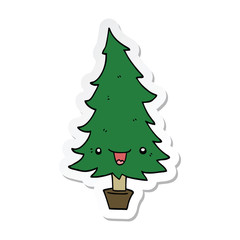 sticker of a cute cartoon christmas tree